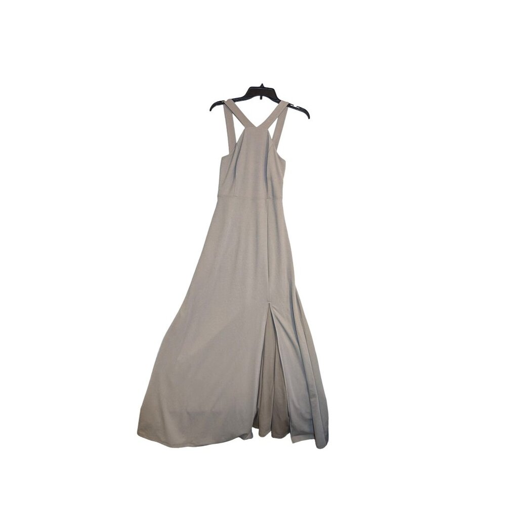 Birdy Grey Sleeveless Maxi Dress With Slit & Crisscross Back Design